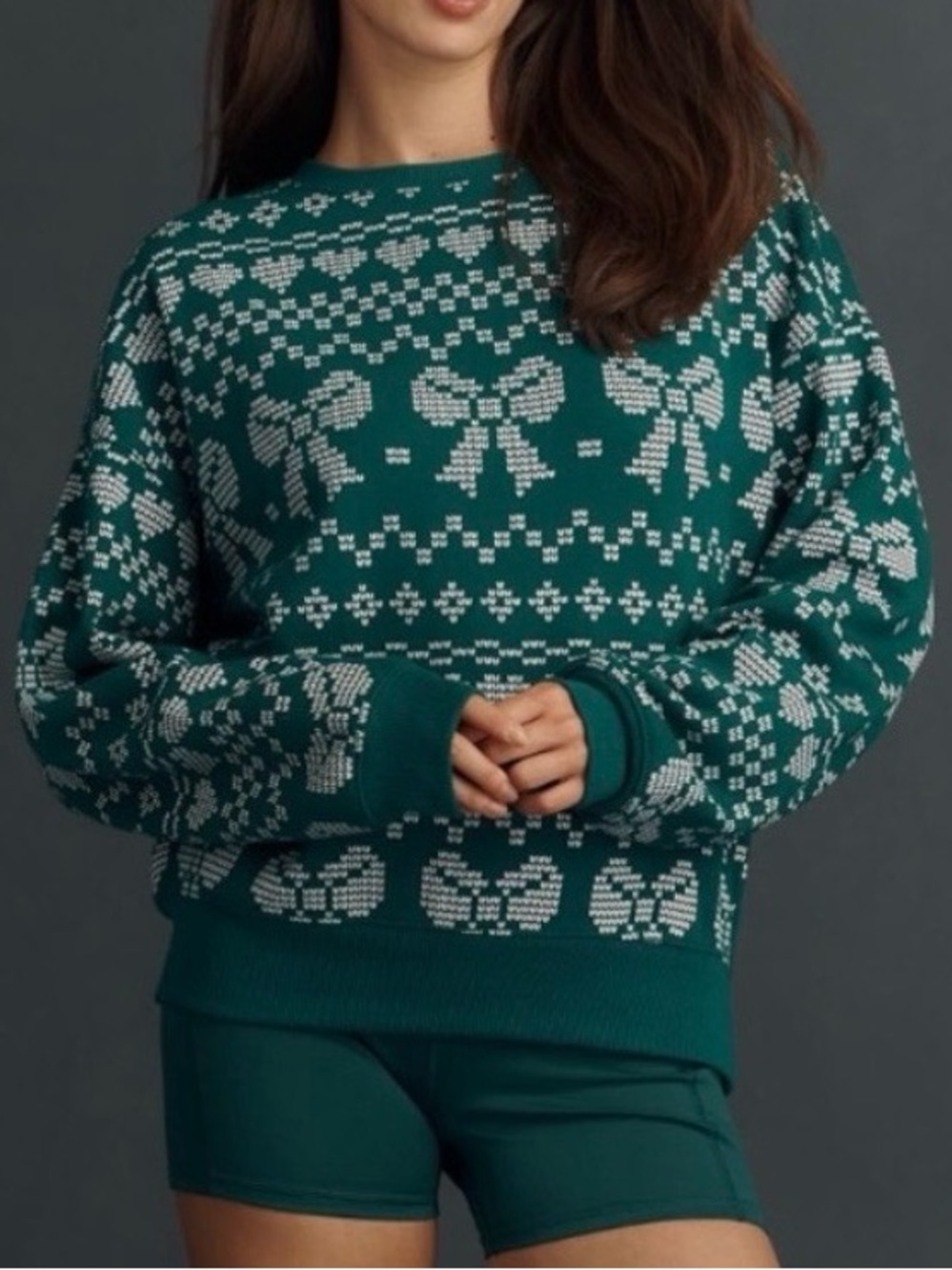 Beach Riot Devin Alpine Crewneck Sweater, Green Pattern